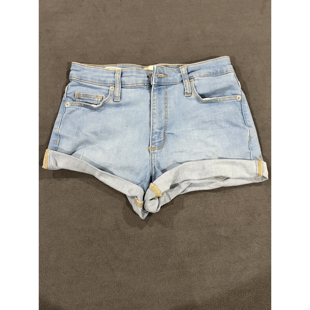 Universal Threads High Rise Midi Shorts Womens 2/26 Blue Denim Cotton Stretch